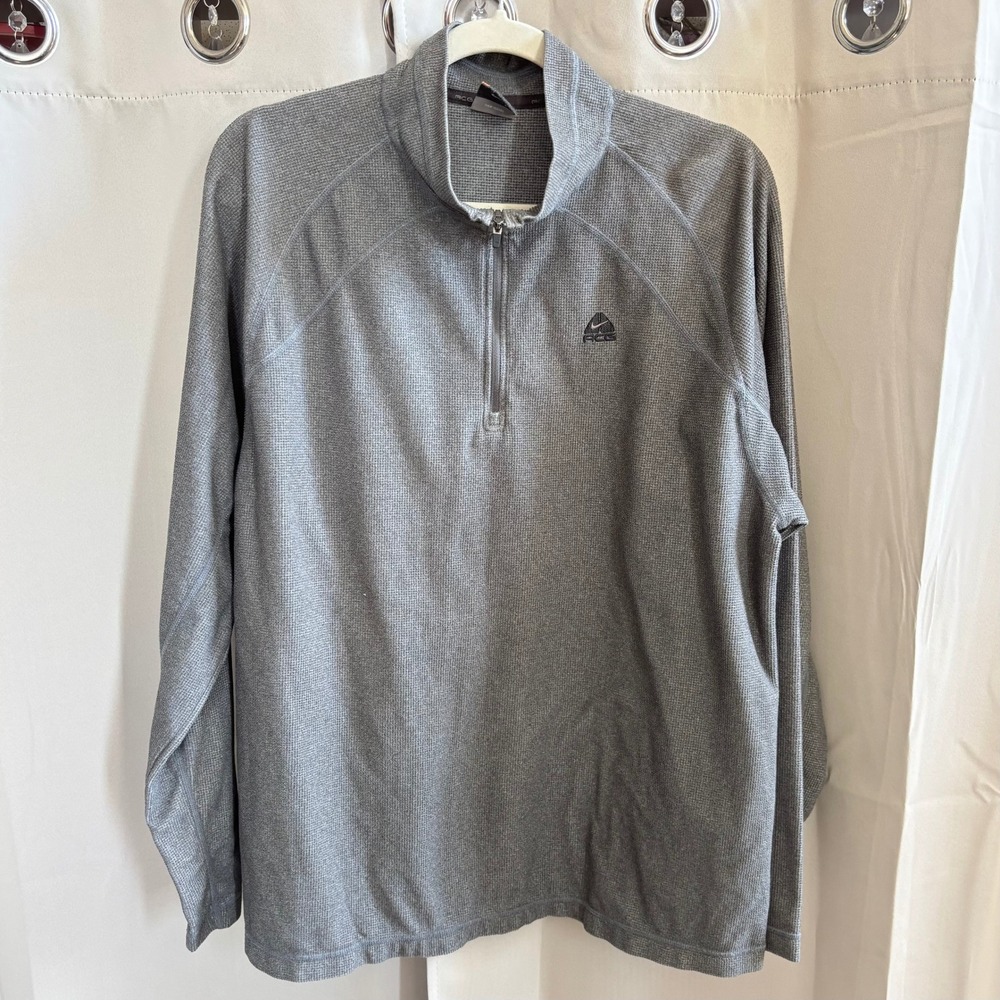 Nike ACG Men Pullover Large Waffle Knit Quarter Zip Hiking Athletic Sporty 21542